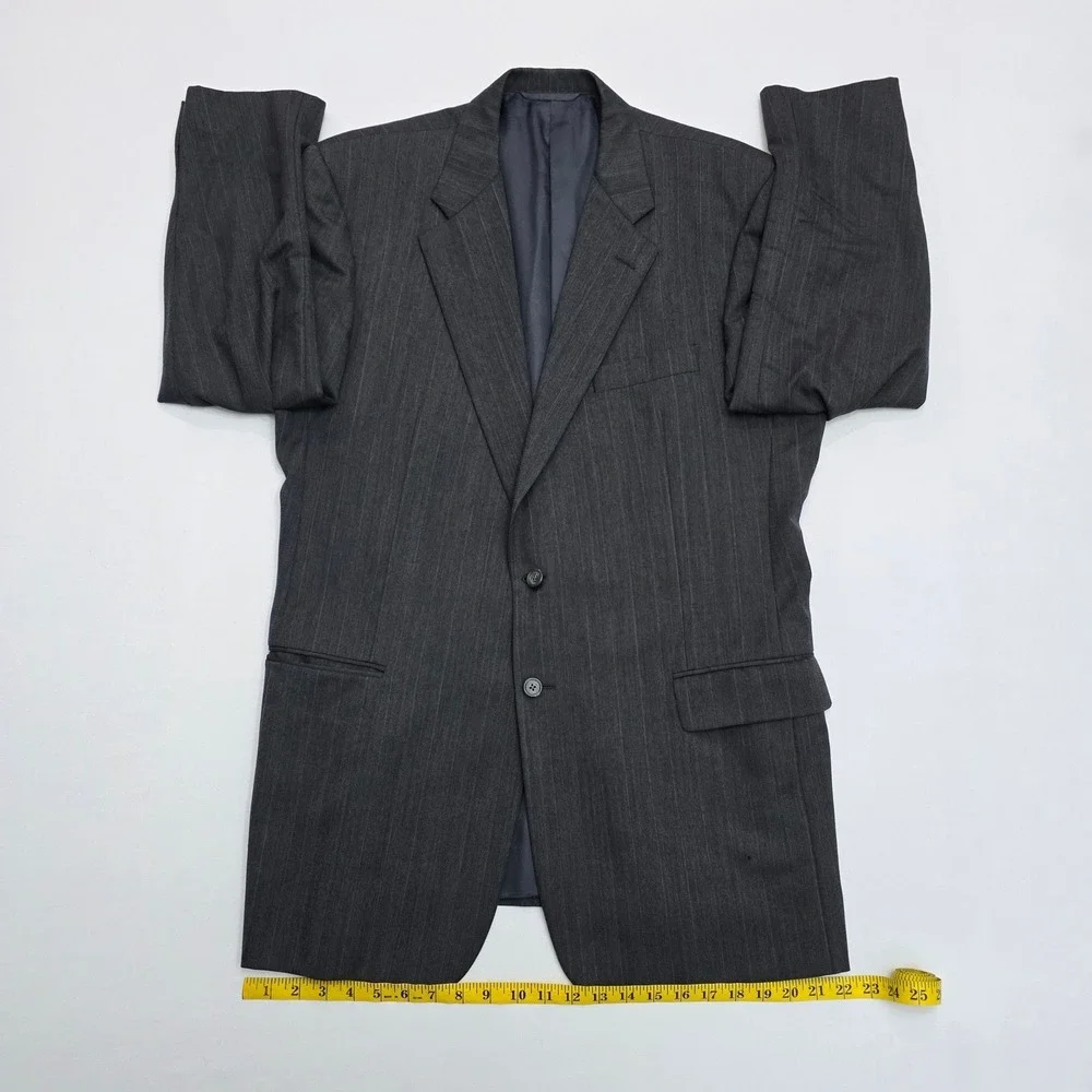 Hickey Freeman Nordstrom Mens 44L Wool Pinstripe Blazer Jacket Charcoal Grey 44L